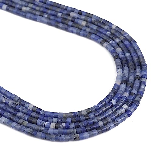 BEADIA Natural Blue Sodalite Spacer Beads Caps Flat Round Loose Beads for Beading Jewelry Making 3mmx2mm 38cm - color: Blue Sodalite, size: Flat Round 3mm x 2mm