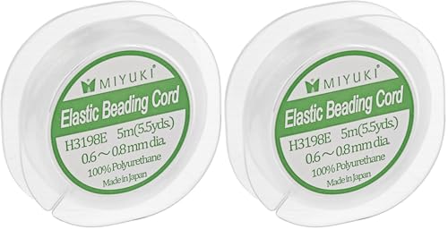 Miyuki Elastic Beading Cord – Clear, 0.8 mm Diameter, 5 Meter Spool, Premium Stretch String for Jewelry Making and Beadwork (Pack of 2) - size: 0.8 mm - 5 Meter (Pack of 2)