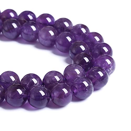 8MM 46PCS Natural Stone Purple Amethyst Crystal AAA Grade Quartz Beads for Jewelry Making DIY Bracelet - color: Amethyst, size: 8mm