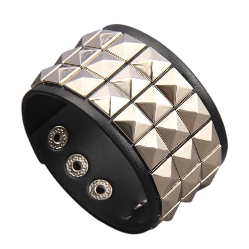 GelConnie Leather Cuff Bracelet Punk Braided Bracelets Rock Leather Wristbands Faux Mens Leather Bracelet Gothic Viking Bangle Adjustable Wrap Bracelet for Women,Men - color: Cuff Leather Bracelet