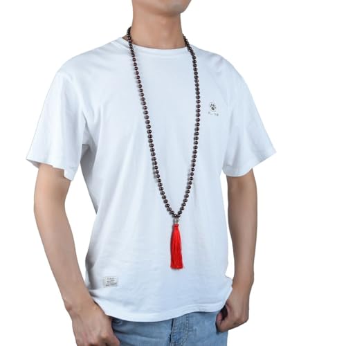 Adabele Premium 108 Mala Beads Malas Necklace - Natural Healing Gemstone Tibetan Buddhist Japa Prayer Meditation Reiki Chakra Stone Quartz Rock Women Men Jewelry - style: Dark Garnet