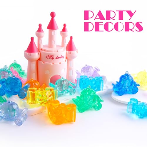Niceup 33pcs Princess Pumpkin Carriage Figurines 1.7in Acrylic Crystal Princess Diving Toys for Party Favors Pinata Fillers Decorations Cupcake Toppers Girls Craft Trinkets Candy Table Decors - style: Princess Pumpkin Carriage (about 33pcs)