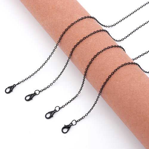Lemonkey 24 Pack Necklace Chains Bulk,Black Plated DIY Cable Link Chains for Jewelry Making 16 Inches - color: Black, size: 16inch