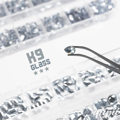 qiipii Black Diamond Nail Rhinestones Multi Shapes Crystals Flatback K9 Glass Dark Gray Stones Gems Round Beads Diamonds Jewels Charms for Nails Face Eyes Makeup Clothes Shoes Crafts Tumblers Bottles - color: Black Diamond, size: A Set