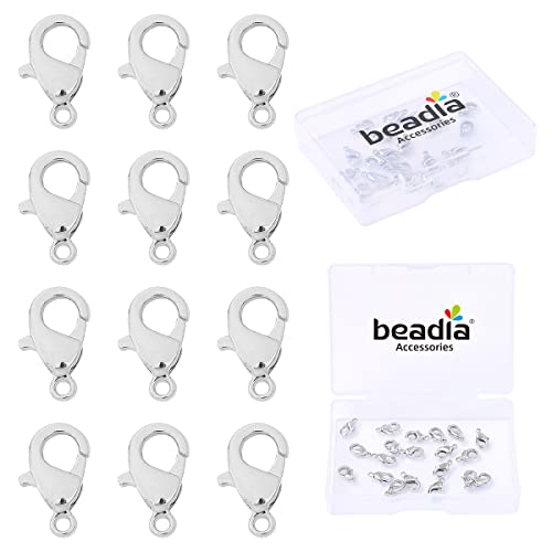 BEADIA Platinum Plated Lobster Clasps Non Tarnish 10mm 20pcs for Jewelry Making Findings - color: Lobster Clasps Platinum, size: 10mm