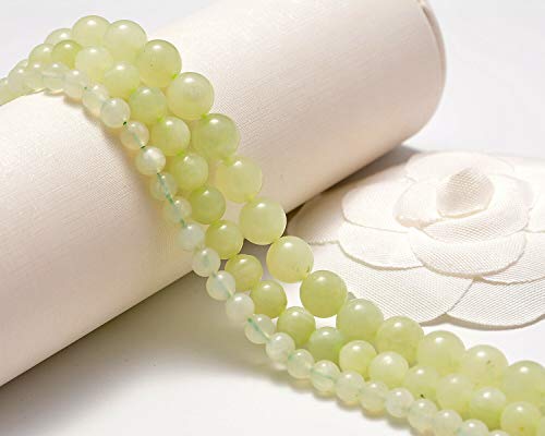 AD Beads Natural Gemstone Smooth Round Loose Beads 15“ 6mm 8mm 10mm (6mm, New Mountain Jade) - color: New Mountain Jade, size: 6mm