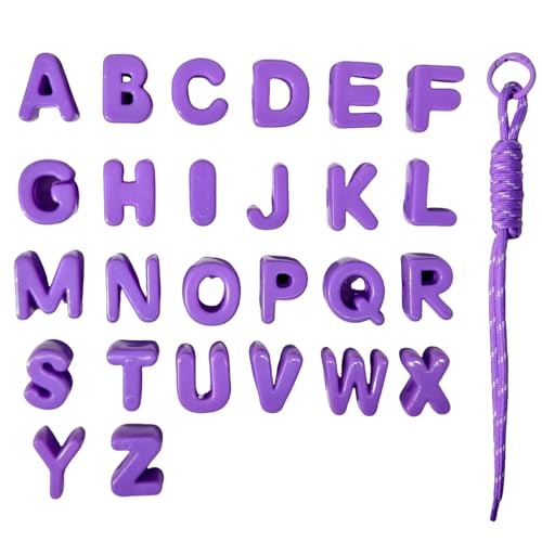 26PCS Large 6mm Hole Letter Beads, 20mm Acrylic Beads A to Z,for DIY Jewelry Making Kit Friendship Bracelet Key Chain and Bag Charms (26 A to Z Purple) - color: 26 A to Z Purple