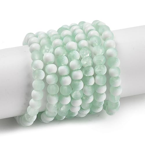 KISSITTY 50pcs Matte Beads Gradient Color Glass Frosted Crystal 4mm Rondelle Aquamarine Bead Center Drilled Loose Craft Beads for Jewelry Making Earring Bracelet Necklace DIY Crafts - color: Aquamarine
