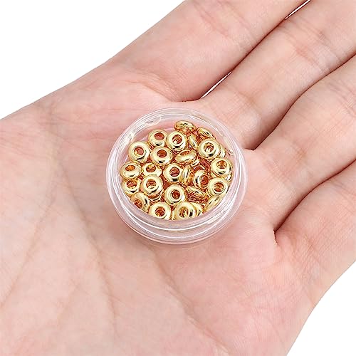 BEADIA 14K Gold Plated Roudelle Spacer Beads 5x1.8mm 50pcs for Jewelry Making Findings Non Tarnish - color: 14K Gold, size: 5x1.8mm Roudelle