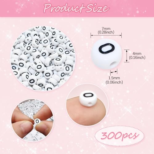 Looconi 300pcs Number Beads 0 Plastic Beads for Jewelry Making - color: Number0, size: 7x4mm