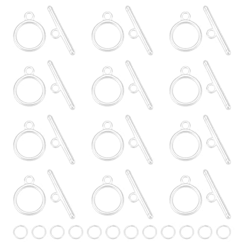 12Sets Toggle Clasps 925 Sterling Silver Plated Brass T-Bar Closure Clasps with Jump Rings OT Toggle Connectors for Jewelry Findings Making Accessory Supplies DIY Craft Bracelet Necklace - color: Silver, size: 15x11.5x1mm
