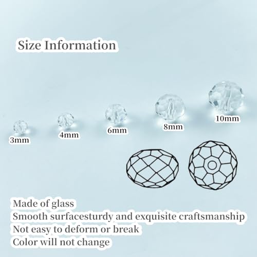 100pcs Crystal Glass Beads 8mm Faceted Rondelle Glass Spacer Beads with Hole for Bracelets Necklace Earring DIY Jewelry Making Craft(Crystal Clear) - color: Crystal Clear, size: 8mm