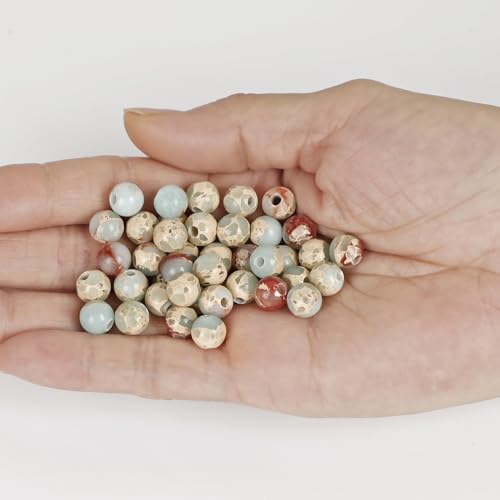 AD Beads Natural Gemstone 8mm Round Loose Beads Big Hole 2.5mm Sized 40pcs (Blue Imperial Jasper) - color: Blue Imperial Jasper