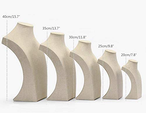 Necklace Display Bust, 9.8" high Beige Linen Jewelry Holder for Necklaces & Bracelets, Figure Display Stand for Jewelry Shop & Personal Makeup (25cm*14cm) - size: 9.8 X 5.5 Inch