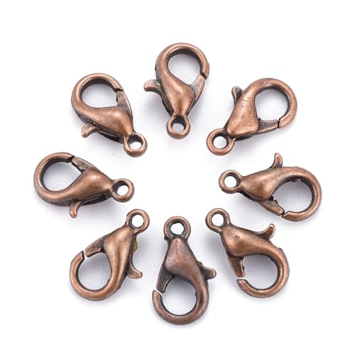HDSupplies 100 Pieces - Lobster Clasps - Red Copper Tone - 10x6mm w/ 1mm Hole - color: Red Copper, size: 10x6mm