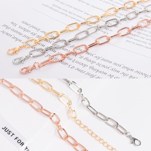 20pcs Chain Bracelets Kit Alloy Link with Lobster Clasps for Christmas DIY Women Jewelry Findings Bracelet Making (Silver & Rose Gold) - color: Silver & Rose Gold