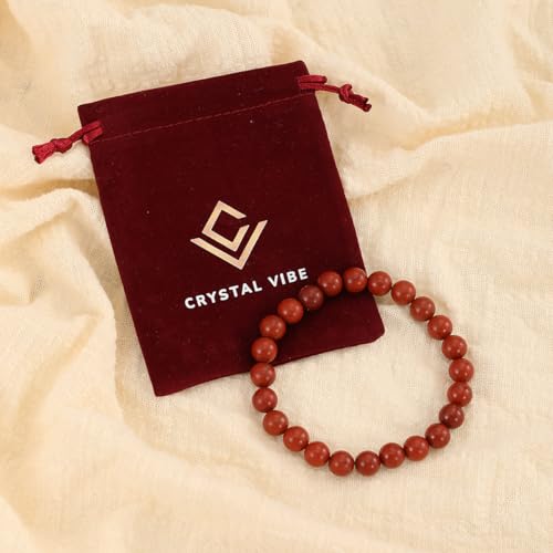 Crystal Vibe 8mm Beaded Bracelets For Women Men - Healing Crystal Bracelet - Adjustable Size - color: Jasper