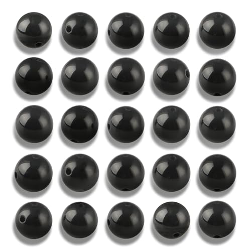 100Pcs 10mm Natural Smooth Black Agate Beads Round Loose Gemstone Stone Beads for Jewerly Making with Crystal Stretch Cord - color: Black Agate, size: 10mm