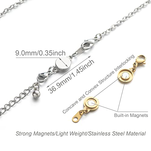 Zpsolution Stainless Steel Magnetic Clasps for Jewelry, 18K Gold Plated Magnetic Jewelry Clasps for Necklaces Bracelet Extender Jewelry Making - color: Gold