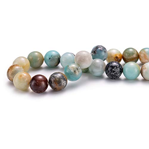 BEADIA Natural Amazonite Jade Stone Round Loose Semi Gemstone Beads for Jewelry Making 10MM 38PCS - color: Amazonite Jade, size: 10mm