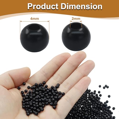 2500 Pcs 4mm Black Acrylic Round Beads, Pearl-Luster Loose Beads for Adult Jewelry Making, Bracelet and Necklace Crafting Supplies - color: Black