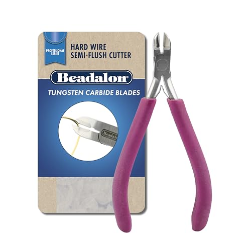 Beadalon Professional Series Tungsten Carbide Jaw Hard Wire Semi-Flush Cutter, Purple Vinyl-Free Grips, Stainless Steel, cuts up to 14 gauge Wire, 5.75 in - style: Semi-Flush Cutter, Purple