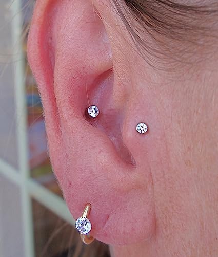 QWALIT Piercing Taper Threadless Insertion Tool - Titanium Labret Pin 16g, 18g, 20g - color: E1 - Gold Straight 20g/18g/16g 6mm(1/4")