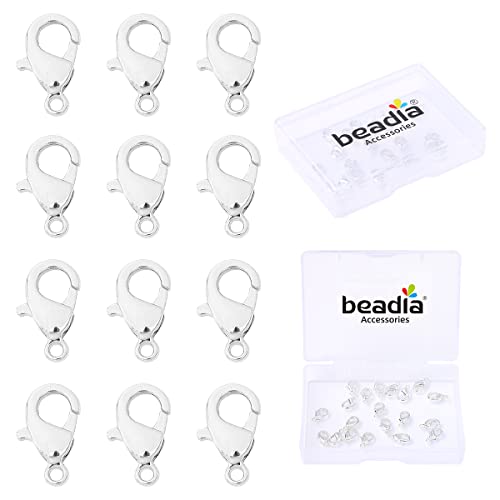 BEADIA Silver Plated Lobster Clasps Non Tarnish 10mm 20pcs for Jewelry Making Findings - color: Lobster Clasps Silver, size: 10mm