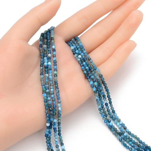 Adabele 15 Inch Natural Blue Apatite Healing Gemstone 3mm (0.12 Inch) Tiny Small Faceted Round Loose Beads Stone Spacer (120-130pcs) for Craft Jewelry Making GK3-6 - color: Blue Apatite, size: 3mm (0.12") - 15 inch/1 strand