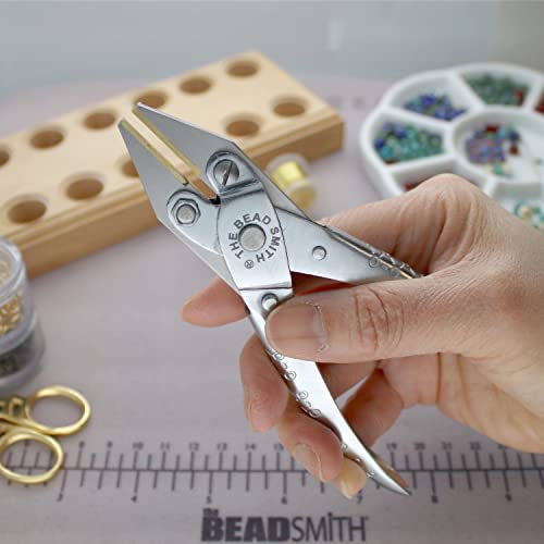 The Beadsmith Flat Nose Parallel Plier - 5.5 inches (140mm), Steel tool for jewelry making, with spring - style: Brass Jaw - 140mm