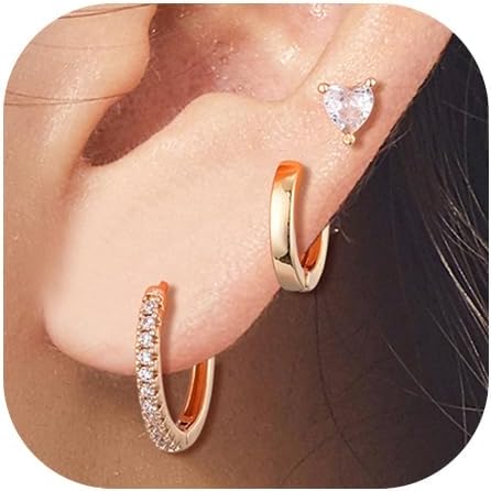 9 Pairs Chunky Gold Earrings Set for Women Trendy Lightweight Gold Plated Hoop Earrings Hypoallergenic Jewelry