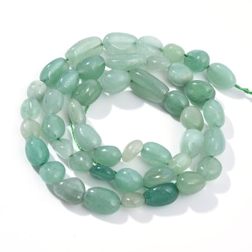 Green Aventurine Pebble Nugget Oval Free Tumbled Stone 6-8mm Natural Gemstone Loose Beads Approx 15.5 inch for DIY Jewelry Making - color: Green Aventurine