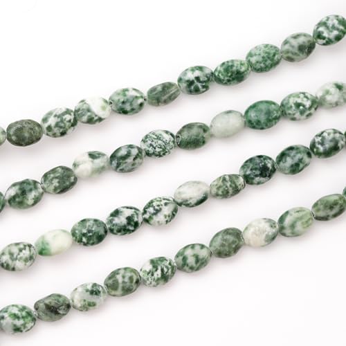 6×8mm Natural Green White Sodalite Gemstone Loose Beads Flat Oval Healing Crystal Loose Stone Beads for Jewelry Necklace Bracelet Earring Craft - color: Green White Sodalite