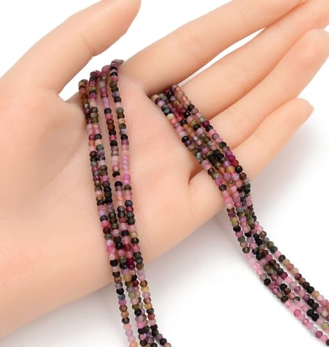 Adabele 30 Inch Natural Pink Tourmaline Healing Gemstone 3mm x 2mm Tiny Small Faceted Round Rondelle Loose Beads Stone Spacer (320-340pcs) for Craft Jewelry Making GK-A1 - color: Pink Tourmaline, size: 3mm x 2mm - 30 inch/2 strands