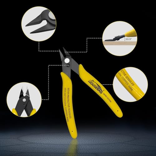 Flush Cutters, 2 Pack Side Cut Nippers, 5 Inch Micro Flush Cut Pliers with Spring, Mini Wire Cutters Model Nippers Flush Cutters for Jewelry Making, Plastic Models, Zip Ties, Electronics - color: Yellow 2 Pack