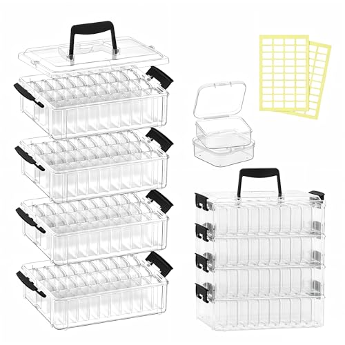 Bead Organizer Box 120 Pcs, 4-Tier Large Capacity Stackable Bead Storage Containers, Portable Plastic Craft Organizers for Jewelry Making, Bracelets, DIY, Nail Art Charms - size: 4-tier 120 Compartments