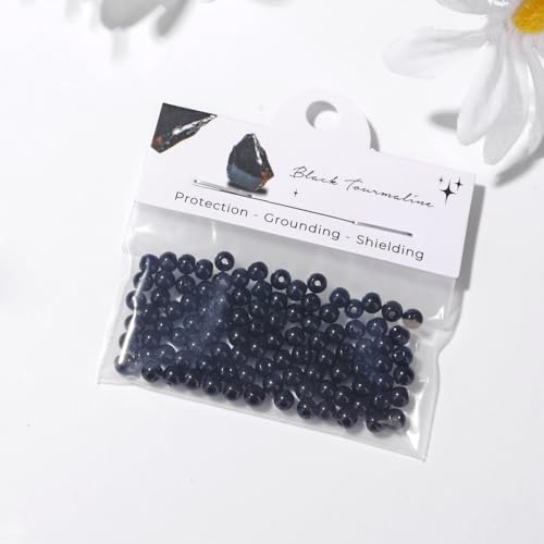 Raicegs 100pcs 4mm Black Tourmaline Beads Natural Gemstone Beads Round Loose Beads for Jewelry Making DIY Bracelets Necklace - color: Black Tourmaline, size: 4mm Round