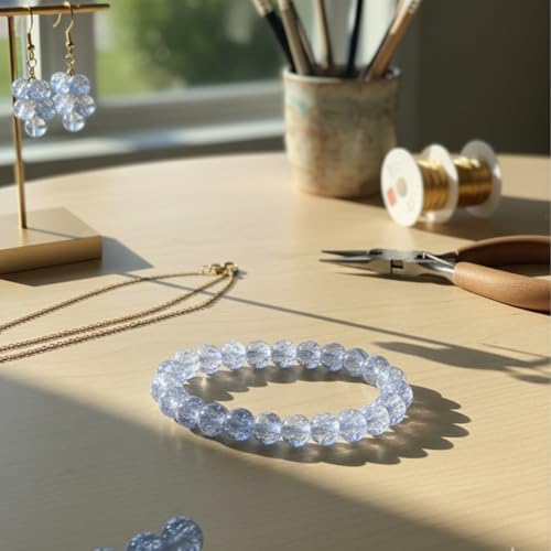 DandS ltd Crackle Lampwork Glass Beads for Jewelry Making, Blue Quartz, Vibrant DIY Bracelets, Necklaces, Beading Supplies & Craft Kits for Handmade Jewelry, 80pcs 0.39 inch (10mm), #J272-10 - color: Blue Quartz