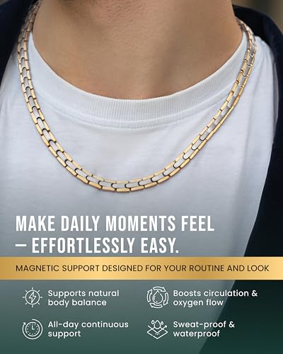 MagnetRX Titanium Magnetic Necklace – Ultra Strength Magnetic Necklaces for Women & Men – Effective Titanium Necklace with 62 Magnets (Silver & Gold, 22 Inches) - color: Silver & Gold, size: 22 Inch (Pack of 1)
