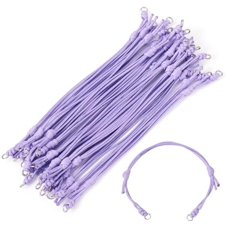 KISSITTY 20pcs Adjustable Bracelet Cords for Connector Charms Waxed Polyester Thread Cord Purple Color Half Finished Bracelet for Friendship Bracelets Jewelry Making - color: Purple