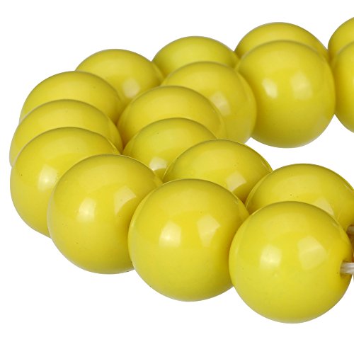 RUBYCA Round Opaque Painted Druk Czech Glass Beads Bulk Jewelry Making Supplies Strand (Yellow, 4mm) - color: Yellow, size: 4mm
