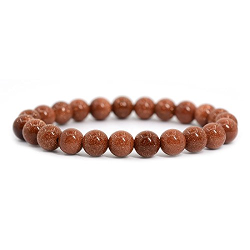 Justinstones 8mm Round Beads Stretch Bracelet 7 Inch Unisex - color: Goldstone