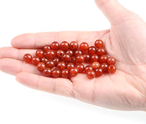 AD Beads Natural Gemstone 8mm Round Loose Beads Big Hole 2.5mm Sized 40pcs (Carnelian) - color: Carnelian
