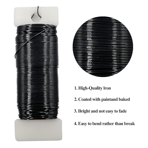 22 Gauge Black Metal Floral Wire, 38 Yards/35 Meters,for Christmas Wreaths,Tree Decoration,Flower Arrangement,Craft Wire,Flower Wire,Garden Wires,Flowers Bouquet Accessories,Jewelry Wires DIY - size: 22Gauge-Black-1P/38Yards