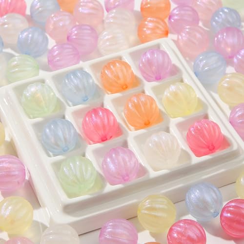 16mm Acrylic Beads 100pcs Cute Colors Spacer Beads Loose Beads for DIY Crafting Necklace Bracelet Jewelry Making Keychain (Pink&Purple) - color: pink&purple