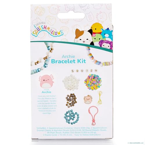 Original Squishmallows Archie The Axolotl Bracelet Kit, Friendship Bracelet Kit, Charm Bracelet Making Kit, Gifts for Girls, Squishmallows for Boys, Craft Kits - style: Archie the Axolotyl