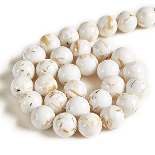 60pcs 6mm White Shell Turquoise Beads Natural Gemstone Beads Round Loose Beads for Jewelry Making - color: White Shell Turquoise, size: 6mm