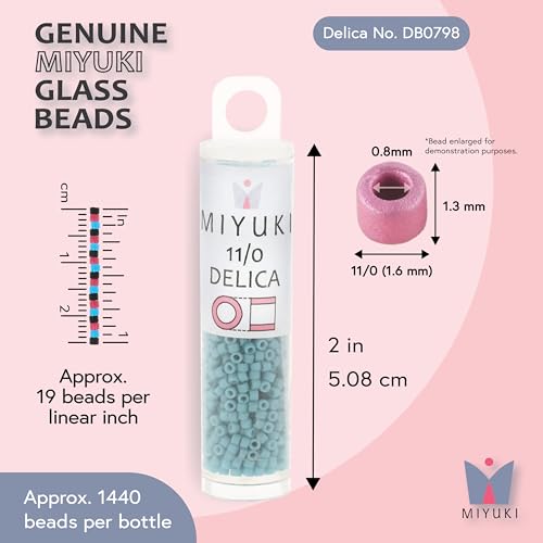Miyuki Delica Seed Beads – Size 11/0 (1.6 mm), DB0798, Dyed Matte Opaque Capri, 7.2 g, Approx. 1440 Beads, Made in Japan - color: DB0798 - Dyed Matte Opaque Capri