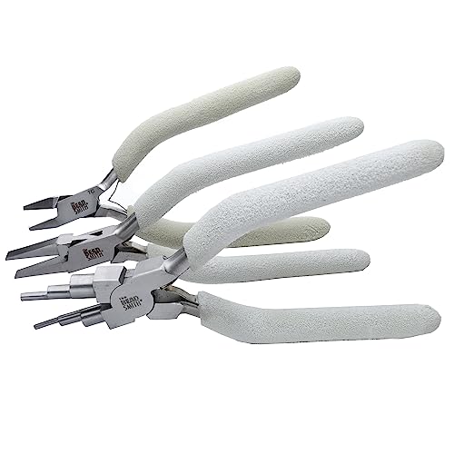 The Beadsmith Wire Tool Set - 3-Piece Kit (Flat Nose, Tungsten Carbide Flush Cutter & 6-in-1 Wire Looper), Elongated, Comfortable Handles with Double-Leaf Springs - style: 3 Plier Combo