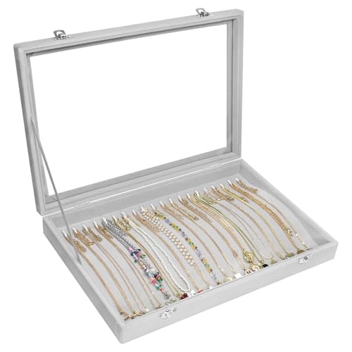 Vicoter Velvet Necklace Display Jewelry Tray 20 Hook Necklace Tray Necklace Pendant Jewelry Tray for Women and Girls - color: Grey, size: 20 Hook